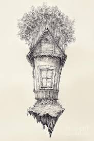 For tumblr, facebook, chromebook or websites. Surreal Hand Drawing Of A Small House Decorative Artwork Ceb Drawing By Cebanenco Stanislav