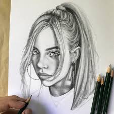 Official page of billie eilish. Portrait Von Billie Eilish Von Artist Robin Amar Aus France Robin Amar Pencil Drawing Pencil Drawing Bleistiftportrat Billie Eilish Zeichnung Ideen Bleistift