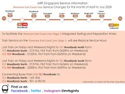 Smrt trains is currently operating the line. Mrt Singapore Service Information On Twitter Thomson East Coast Line Stage 1 Service Changes From April To July 2020 More Information Here Https T Co Gjhz3rcywf Https T Co Dnbtsjggpw