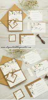 Rustic Greenery Wedding Invitation With Earth Toned Kraft Backing Card Ewis008 Wedding Invitations Rustic Greenery Wedding Invitations Wedding Invitations