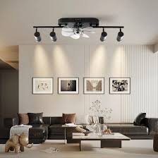 She's home Modern Ceiling Fan with Track Lighting,32'' Black Track Light  Fixture with Fan,6 Speed Reversible, 4 Led Spot Light and Fan Combo with  Remote Control - Amazon.com