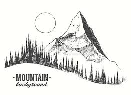 Fir Forest Background With Contours Of The Mountains Hand Drawn Mountain Illustration How To Draw Hands Mountain Drawing