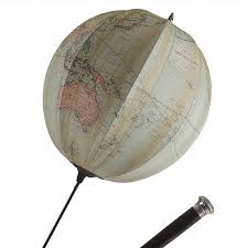 Canne Mappemonde De Voyage A Pommeau En Metal Argente John Betts Londres Vers 1860