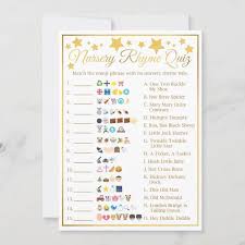 Shower heads are also featured in bathtub and person taking a bath. Nursery Rhyme Baby Shower Emoji Game Gold Star Zazzle Com