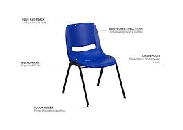 Flash Furniture RUT-EO1-BL-GG Stacking Shell Chair w/ Blue Plastic Seat &  Back - Black Metal Frame