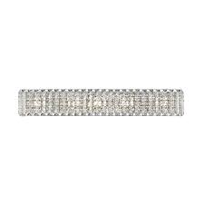 The center is carved out to fit a single light, which is concealed in its frosted texture, giving the light a filtered glow. Ove Patience Chrome 5 Light Led Crystal Vanity Light Costco