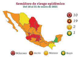 Estas son las medidas del 15 al 22 de febrero. Mapa Del Semaforo Epidemiologico En Mexico Del 18 Al 31 De Enero As Mexico