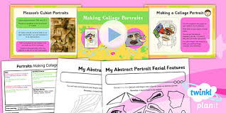 Picasso face roll & draw activity. Cubist Self Portrait Lesson Plan Collage Portrait Art Ks1