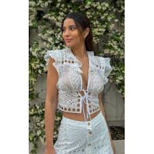 Conjunto Cropped e Saia Carmen Branco