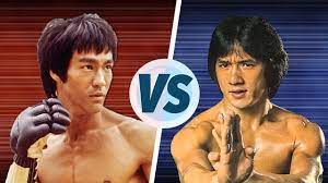Bruce lee is more of the insightful/philosophical type of person (not that jackie chan doesn't have morales or anything) who showed his beliefs through martial arts; Bruce Lee Vs Jackie Chan Youtube