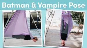 With the hammock or yoga swing hanging from the ceiling, about three feet off the ground, practitioners are able to feel. Aerial Yoga Tutorial Batman Vampire Poses Youtube