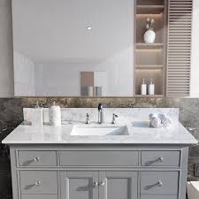 See more ideas about marble sinks, sink, bathroom design. 43 X22 Carrara Marble Vanity Top With Rectangular Cermaic Sink Backsplash Walmart Com Walmart Com