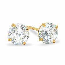 5mm Cubic Zirconia Stud Earrings In 10k Gold Piercing Pagoda Stud Earrings Earrings Gold Earrings Studs