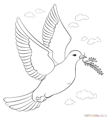 Flying Bird Cute Bird Drawing For Kids How To Draw A Peace Dove With Olive Branch Step By Step Drawing Tutorials Fly Drawing Bird Sketch Bird Drawings