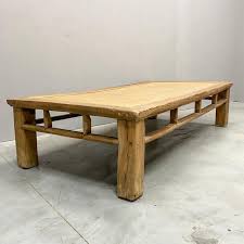 Jacques adnet, coffee table in elm and stitched leather, france, 1950. Large Antique Platform Daybed As Coffee Table Tables Coffee Tables The Silk Road Collection