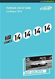 Search from 6 ferrari cars for sale, including a. Ferrari 250 Gt Swb 61 2689gt Mo 66177 Atalaya Slot Decals Adlm78