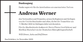 Traueranzeigen von Andreas Werner