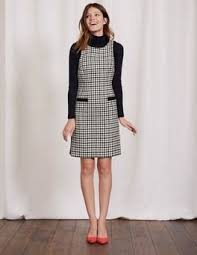 Black Dogtooth Heather Tweed Dress Boden Tweed Shift Dress Wool Shift Dress Tweed Dress