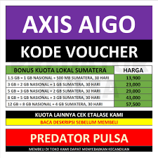 Sebenarnya saya ingin memberikan voucher axis gratis kepada anda semua. Vax 1s Kuota Axis Aigo Sumatera 12gb 8gb 5gb 3gb 1 5gb Predator Pulsa Shopee Indonesia