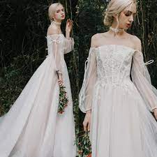 Check spelling or type a new query. A Linie Schulterfreies Brautkleid Corsage Carmen Ausschnitt Langarm Tull Mit Armel