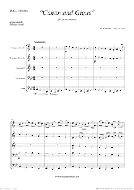 Canon And Gigue In D Major Piano Sheet Music Download And Print Canon In D And Gigue Complete Sheet Music For Brass Quintet By Johann Pachelbel With Mp3 Musi Sheet Music Violin Sheet Music Brass Quintet