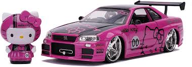 Amazon.com: Jada Toys Hello Kitty 1:24 Nissan Skyline GT-R R34 Die-cast Car  with 2.75 Hello Kitty Figure Pink, Toys for Kids and Adults : Toys & Games