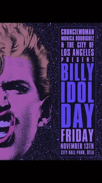 Billy Idol Day Proclaimed in Los Angeles for November 13, 2026