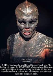 Dennis Avner, also known as “Stalking Cat,” dedicated much of his life and  fortune to turning himself into a human tiger hybrid. Through extensive  plastic surgery, body modification, tattoos, implants, and even