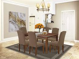 Our luxury dining sets can fit any space or style. Amazon Com East West Furniture 7 Pieces Dining Room Table Set Dark Coffee Linen Fabric Dining Chairs Mahogany Finish 4 Legs Solid Wood Rectangular Mid Century Dining Table And Structure Table