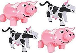 Amazon Com Inflatable Farm Animals Set Of 4 2 Pigs 2 Cows By Happy Deals Toys Games Farm Animals Decor Petting Zoo Birthday Farm Animals