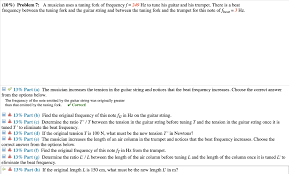 Solved 10 Problem 7 A Musician Uses A Tuning Fork Of