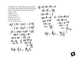 Nah, untuk memahami lebih lanjut mengenai nilai mutlak serta persamaan dan pertidaksamaan nilai mutlak kamu dapat belajar di sini. Hitunglah Nilai X Jika Ada Yang Memenuhi Persamaan Nilai Mutlak A 4 3x 4 B 2 3x 8 10 Youtube