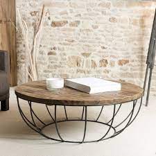 table basse ronde bois et metal noir 100cm tinesixe table basse ronde bois decoration salon bois table de salon