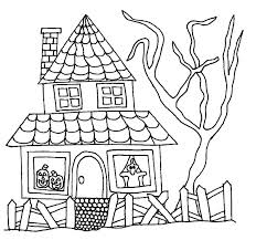 Haunted house coloring page ~. Halloween Haunted House Coloring Pages Coloring Sun