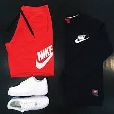 Black And Red Nike Shorts Nike Air Force 1 Nike Aw77 Alumni Shorts Nike Fb Fleece Crew Hype Clothing Mens Casual Outfits Mens Outfits