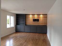Diy Wood Slats Tv Accent Wall By Reimagine In 2020 Wood Slat Wall Wood Accent Wall Wooden Wall Design