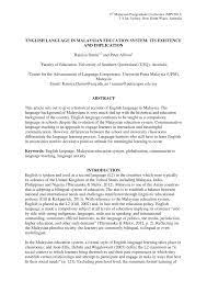 Pdf English Language In Malaysian Education System Its Existence And Implication
