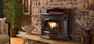 P Accentra 52i Pellet Insert Shown In Porcelain Majolica Brown With Optional Log Set P Pellet Fireplace Pellet Stove Fireplace Insert Pellet Stove Inserts