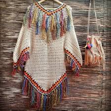 Crocheted File Knitting Fringed Cottage Long Panco Models Dresses Dress Crochet Kimono Crochet Fashion Crochet Clothes