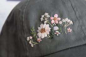 Wildflower Hand Embroidered Cotton Baseball Hat Embroidery Women S Hat Hiking Hat Dad Hat Snapback Gift Baseball Cap Hat Embroidery Baseball Hats Embroidered Hats