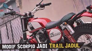.scorpio modif trail scorpio modif trail jadul harga yamaha scorpio modif trail scorpio modif foto fu modif trail. Custom Yamaha Scorpio Bergaya Vintage Trail Atenx Katros Youtube