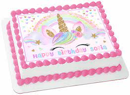 Sheet cake with piped unicorn (unicorn cakes vintage). Edible Unicorn Sparkles Wafer 1 4 Sheet Cake Topper Birthday Decoration Image In 2021 Unicorn Birthday Cake Birthday Sheet Cakes Unicorn Birthday