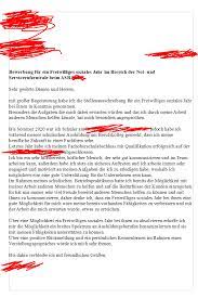 Ein freiwilligenjahr beginnt meistens zwischen august und oktober. Ist Das Eine Gute Bewerbung Fur Ein Freiwilliges Soziales Jahr Ausbildung Und Studium Anschreiben Fsj