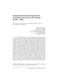 Avaliação de produtos importados analisados no Lacen do Rio Grande do Sul