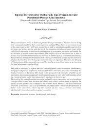 Check spelling or type a new query. Pdf Analisis Kritis Inovasi Sektor Publik Dan Prakteknya Pada Level Pemerintah Daerah Di Indonesia
