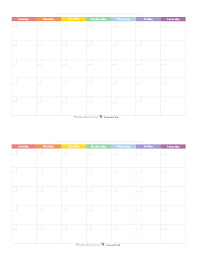This Free Printable Monthly Calendar Prints Two 4 25 X 5 5 Per 8 5x11 Page And Features A Ra Personal Planner Monthly Calendar Printable Blank Monthly Calendar