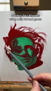 Painting Paul Atreides ( @tchalamet ) using only red and green ✨🎨 Which  two colors should I use for my next portrait? 🤔 #oilpainters  #portraitpainting #oilonboard #art #oilpaint