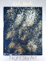 Kid Made Night Sky Art Jpg 600 800 Pixels Night Sky Art Space Art Projects Simple Art Activity