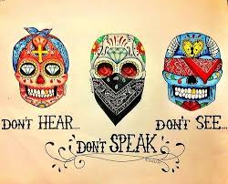 Bandana See No Evil Hear No Evil Speak No Evil Skulls Sugar Skulls Don T Hear Don T Speak Don T See Sugar Skull Tattoos Skull Skull And Bones