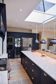 Dark Blue Kitchen Open Plan Kitchen Dining Living Open Plan Kitchen Living Room Kitchen Inspiration Design